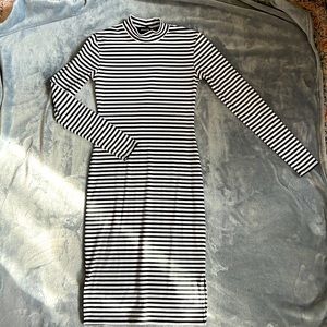 Tight-fitting, striped, long-sleeved dress in size Small